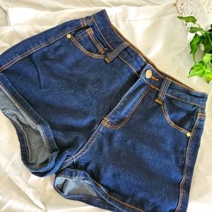 High waist denim short